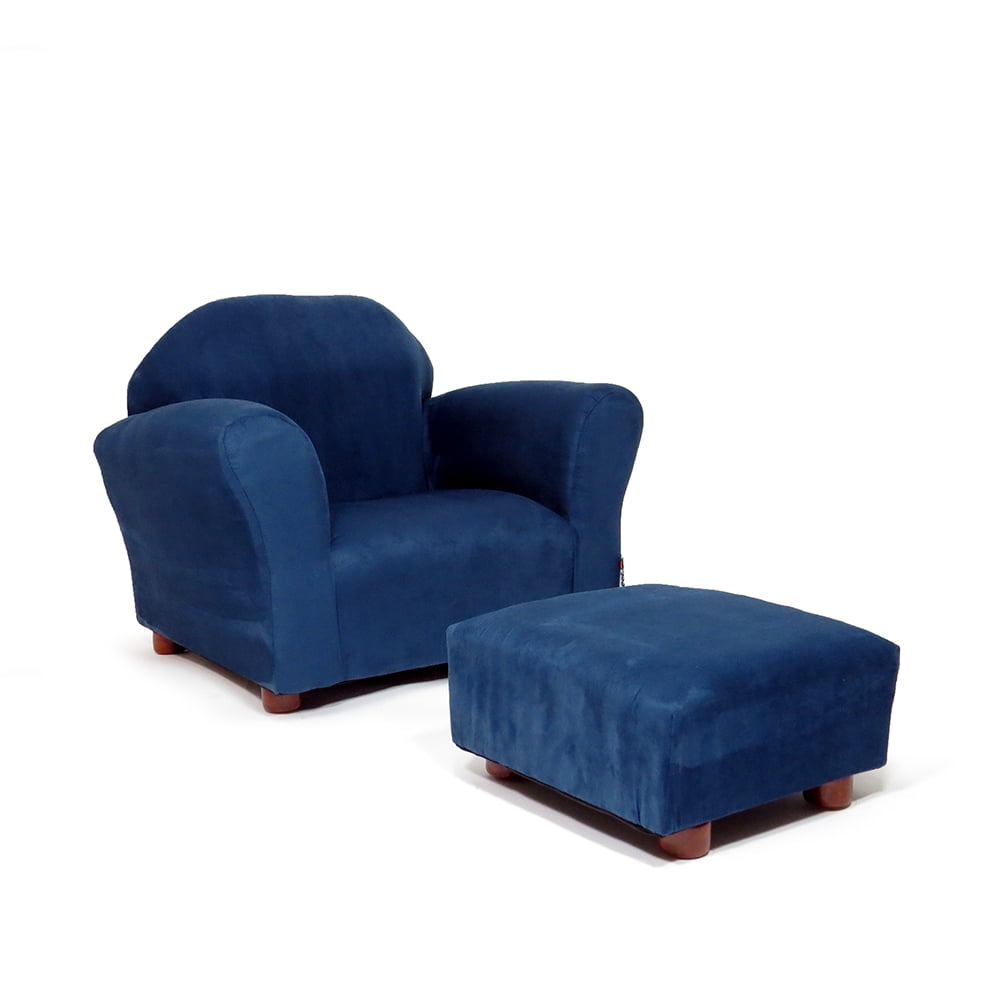 KEET Roundy Microsuede Navy Kids Chair with Ottoman