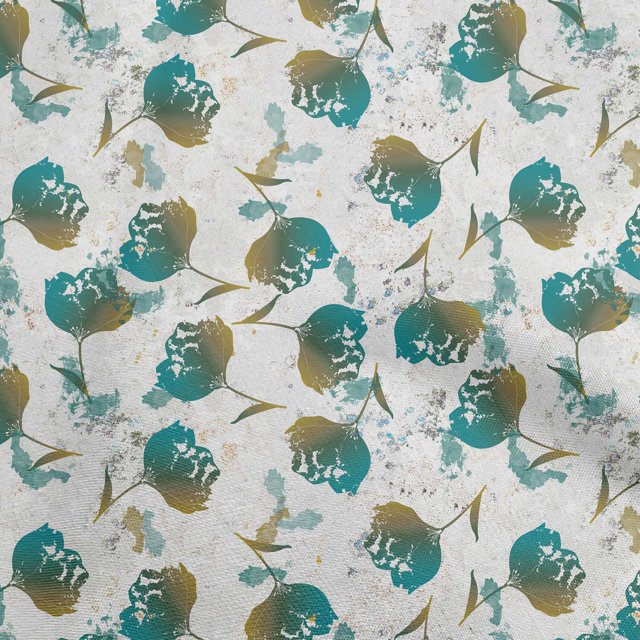 oneOone Rayon Dark Teal Green Fabric Florals Sewing Craft Projects Fabric Prints By Yard 56 Inch Wide