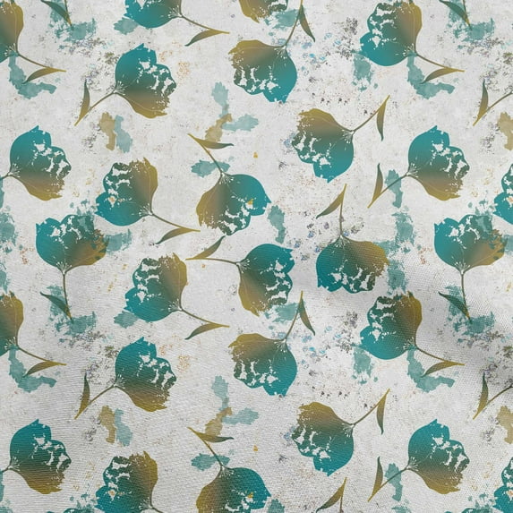 oneOone Cotton Silk Dark Teal Green Fabric Florals Dress Material Fabric Print Fabric By The Yard 42 Inch Wide