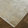 thumbnail image 3 of Feizy Cadiz Modern Abstract, Taupe/Ivory/Gold, 1'6" x 1'6" Swatch Sheen Casual Distressed Floor Rug for Living room Bedroom, 3 of 8