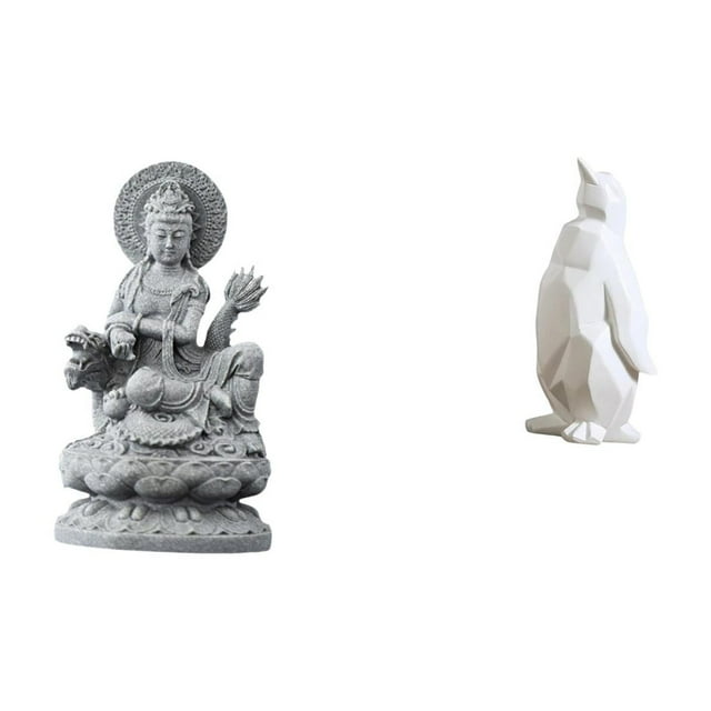 Figura De Pingüino Guan Yin, Estatua De Buda Feng Shui, Escultura De Resina Artesanal Coleccionable Para Decoración De Centros De Mesa De Interior.