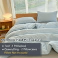 thumbnail image 7 of Light Blue Gingham Twin Comforter Set, Blue Plaid Bedding Set, Checked Bed Comforter 2 Pieces(Light Blue Gingham, Twin), 7 of 7