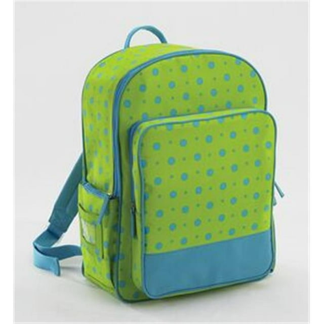 Joann Marrie Designs KBPLTD Kids Back Pack - Lime Green with Turquoise Blue Dots