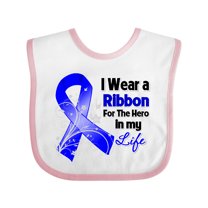 Inktastic Colon Cancer Ribbon Hero in My Life Boys or Girls Baby Bib