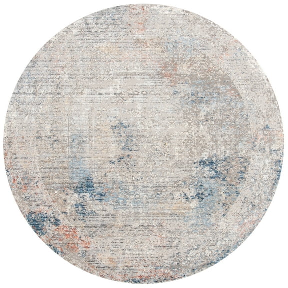 SAFAVIEH Dream Jessamine Distressed Area Rug, Grey/Blue, 6'7" x 6'7" Round