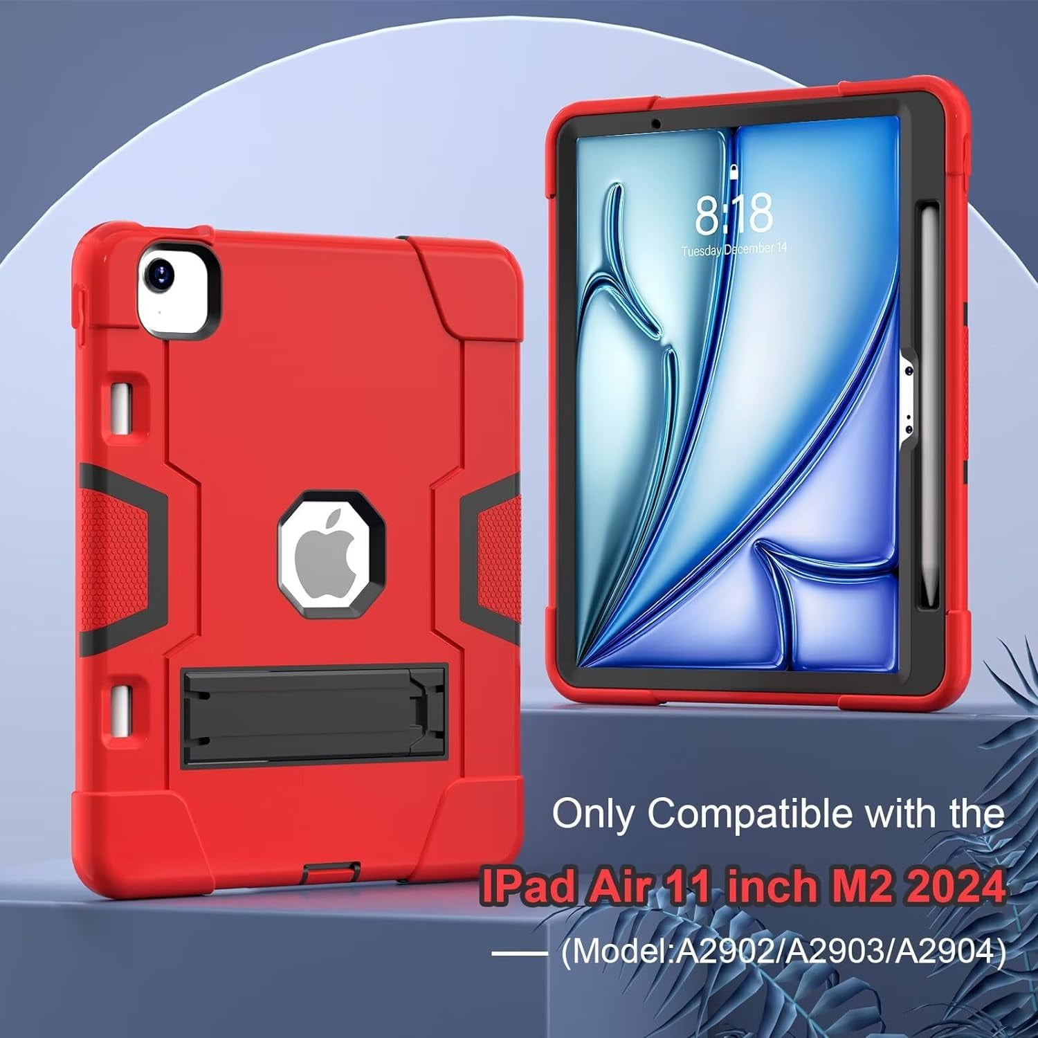 SOATUTO Case for iPad Air 13 Inch M3 M2 (2025/2024) Release, [Built-in Pencil Holder] Heavy Duty Shockproof Rugged High Impact Protective Case (Red/Black)