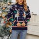 thumbnail image 3 of Suéter de punto de mujer Casual Elk Patrón de copo de nieve Cuello redondo Traje de vacaciones FLhrweasw Nuevo, 3 of 8