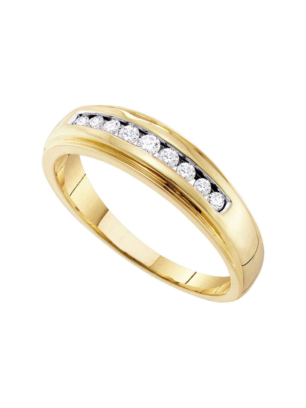 Details about   5mm Titanium Dome Brush Top Gold Strip Round Cubic Zirconia Men's Wedding ring 