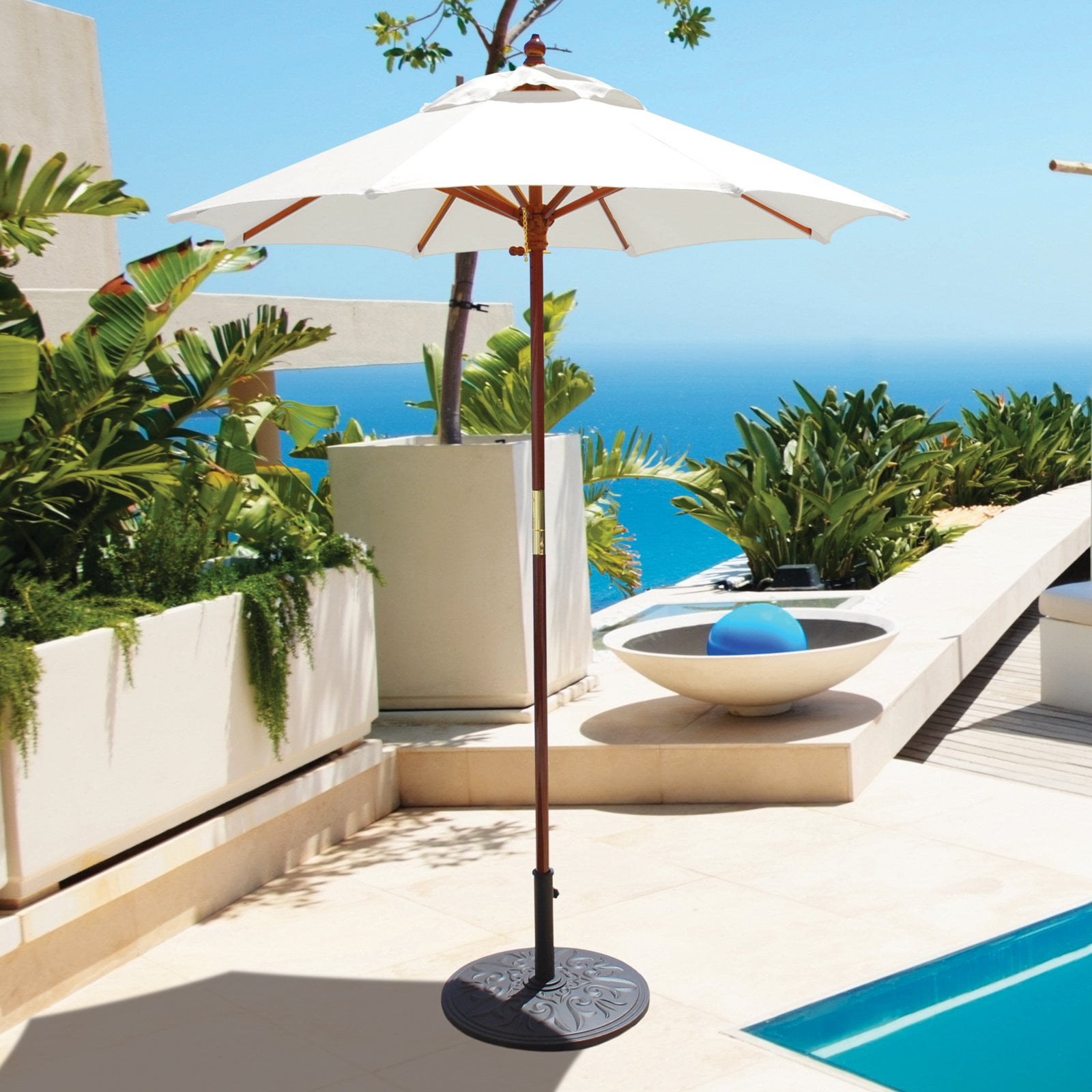 Galtech 6 Ft Wood Cafe Market Umbrella Galtech 6 Ft Wood Cafe Market Umbrella