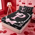 thumbnail image 2 of meiyoeat Pink Ribbon Bowknot Zipper Full Size Comforter Sets with Fitted Sheet and 2 Pillowcases For Girls,Lovely Bowtie Alphabet Print P Zipper Bedding Set For Kids,Pink Reversible,4-Piece, 2 of 7