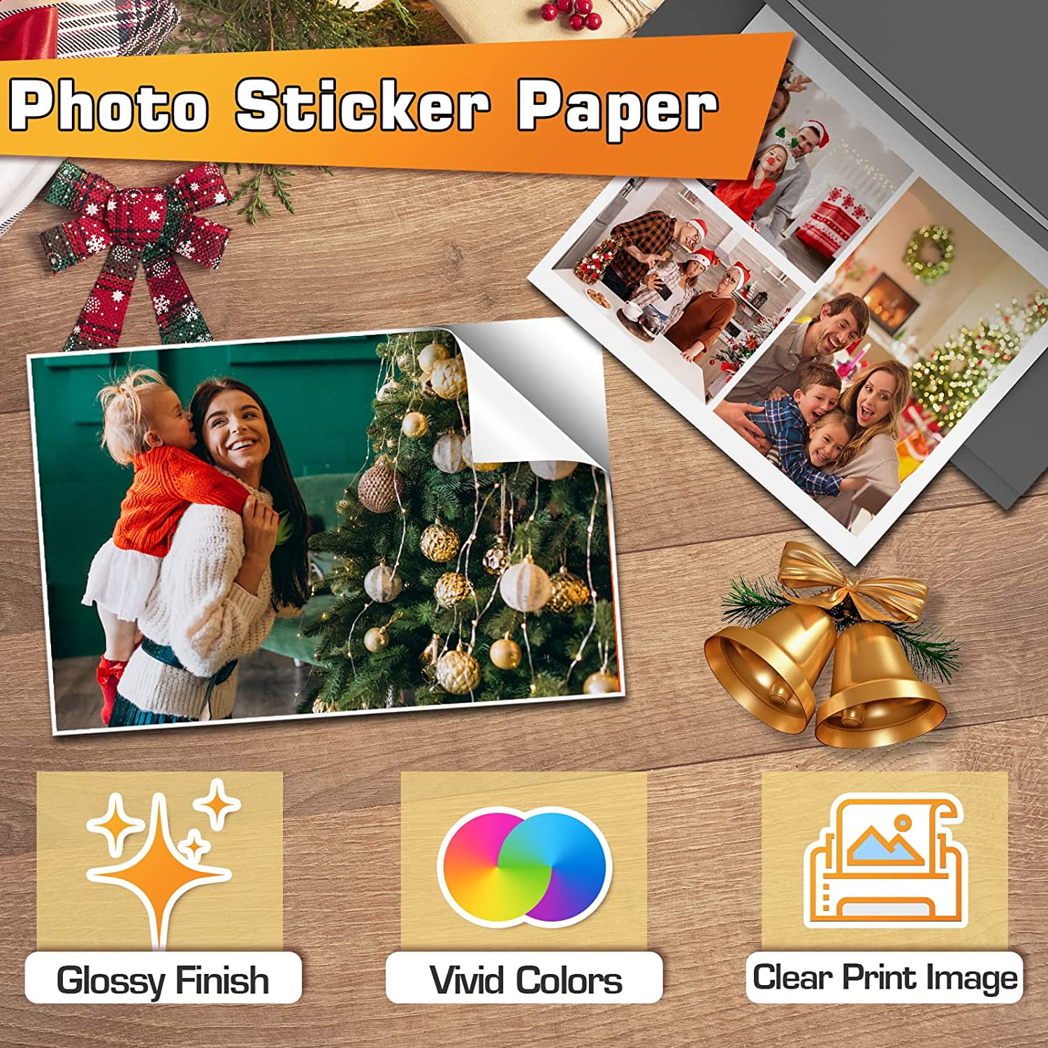 KOALA Glossy Sticker Paper for Inkjet Printers, 120 Sheets, Self-Adhesive Glossy Photo Paper  8.5 x 11, Glossy White Lable Paper