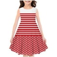 thumbnail image 2 of Cute Dresses for Girls Size 4-14 Sleeveless A-Line Sundresses Teens Kids Trendy Stripe Polka Dot Printed Crewneck Pullover Midi Dress, 2 of 3