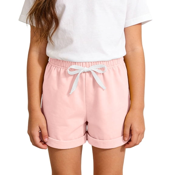 Nilvkv Girls Shorts, Shorts for Girls, Youth Solid Color Lightweight Stretchy Soft Lounge Shorts Casual Summer Daily Wear Pink 12-18 Months