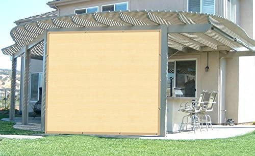 90% Shade Fabric 10x 12ft Sun Shade Cloth with Grommets for Pergola Cover Canopy Wheat, 12 Bungee Balls