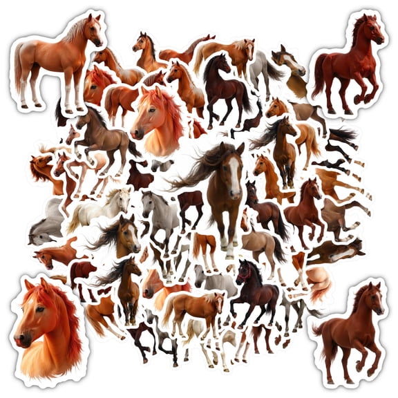 35pcs Realistic Animal Stickers Horse Decals Kids Stickers for Phone Laptop Suitcase