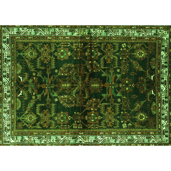 Ahgly Company Indoor Rectangle Persian Green Traditional Area Rugs, 5' x 7'