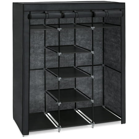 Best Choice Products 9-Shelf Portable Fabric Closet Wardrobe Storage Organizer w/ Cover and Adjustable Rods, (Best Wardrobes For Storage)