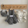 thumbnail image 2 of Summer Cute Pet Plaid Striped Suspender Skirt Hat Vest Small Dog Dog Summer Dog Dress Cothes Bichon Teddy Pomeranian Yorkshire ShopWise Round, 2 of 9