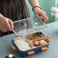 thumbnail image 4 of 304 Stainless steel Lunch box with Tableware for Adults Kids Leakproof Lunch Container Portable Grids Bento Box Food Containers Pink, 4 of 5