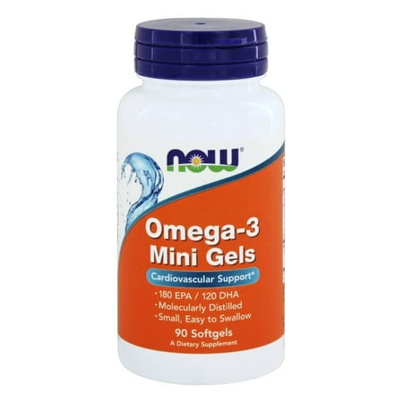 NOW Omega-3 Mini Gels Softgels, 180 Mg EPA + 120 Mg DHA, 90