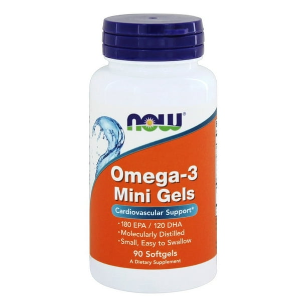 NOW Omega3 Mini Gels Softgels, 180 Mg EPA + 120 Mg DHA, 90 Ct