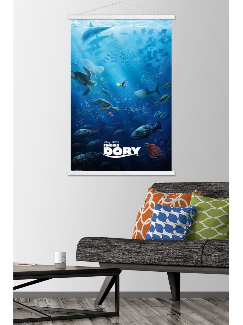 Disney Pixar Finding Dory - One Sheet Wall Poster with Wooden