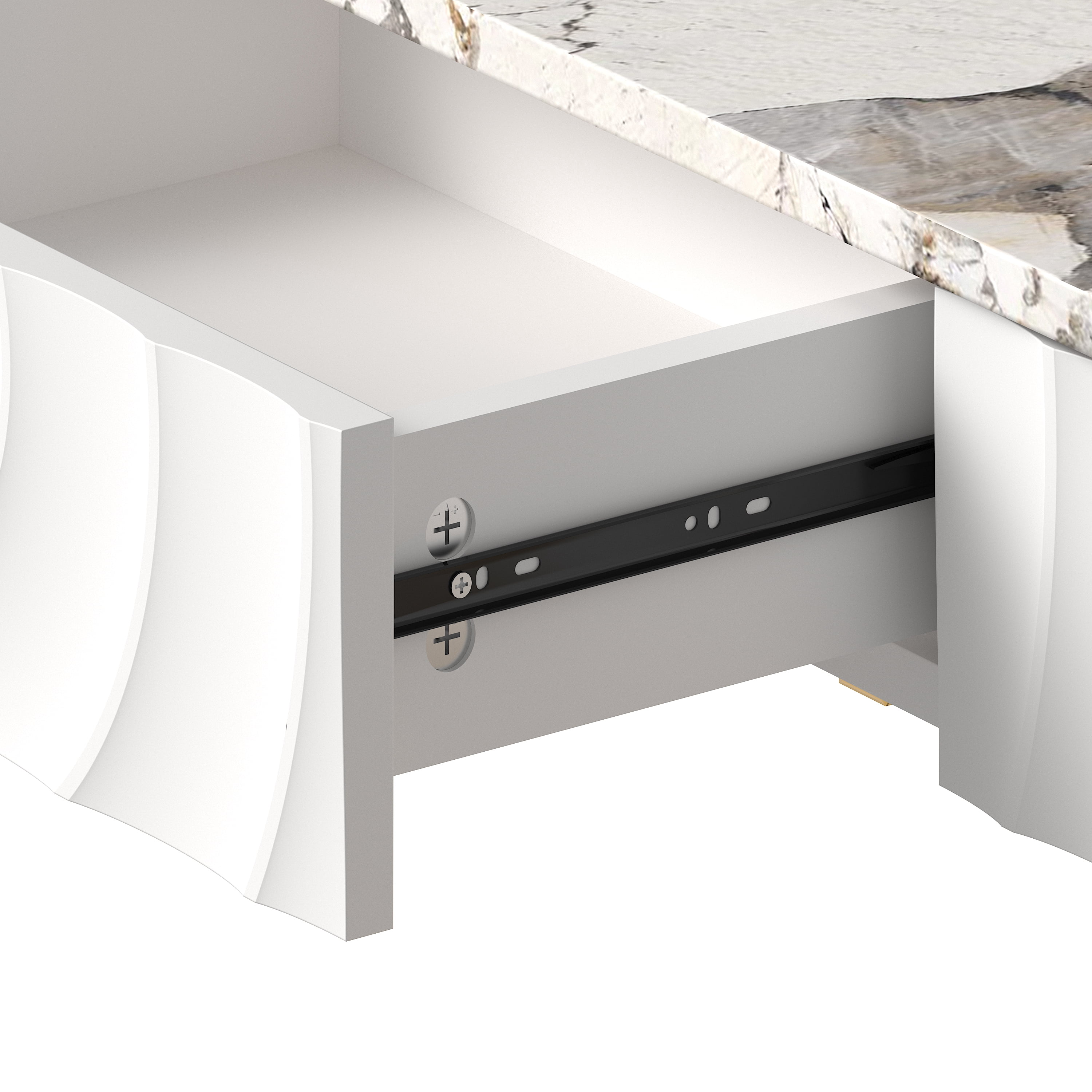 Aukfa 47.3" Console Table with 3 Drawers, Modern Narrow Sofa Table with Sculptural Metal Base for Entryway Hallway & Living Room,White
