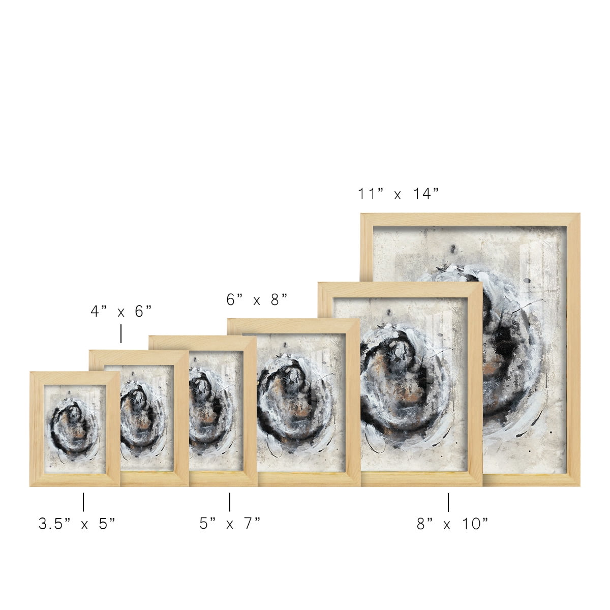Circular Energy III -Framed Print w/glass-Natural Wood