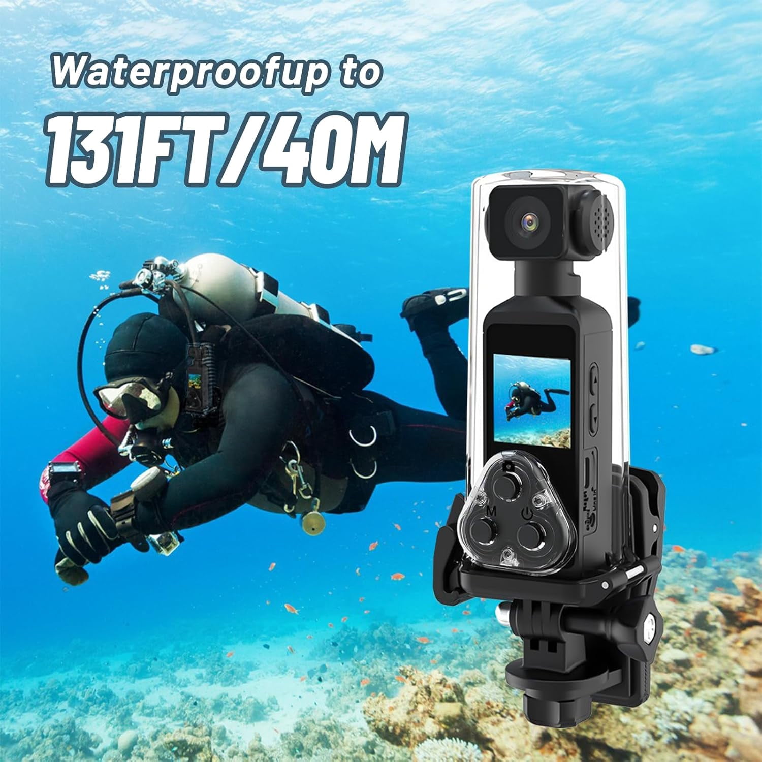 4K Mini Body Camera, 128G Handheld Action Camera with 1.3", Portable Camcorder with IR Cut Auto Night Vision & Loop Record for Outdoors Sports Police Law Enforcement, SD Card Slot, Waterproof Case