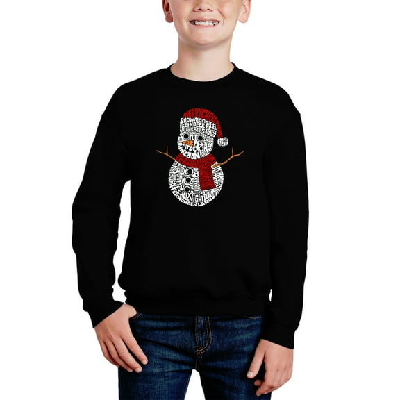 Christmas Snowman - Boy's Word Art Crewneck Sweatshirt