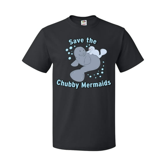Inktastic Save the Chubby Mermaids with Cute Manatees T-Shirt