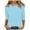 Light Blue, variant on Shirts for Women 3/4 Length Sleeve Tops Fall Solid Color Crew Neck Blouses Plus Size Loose Fit T Shirts Casual Elbow Clothes White 3XL