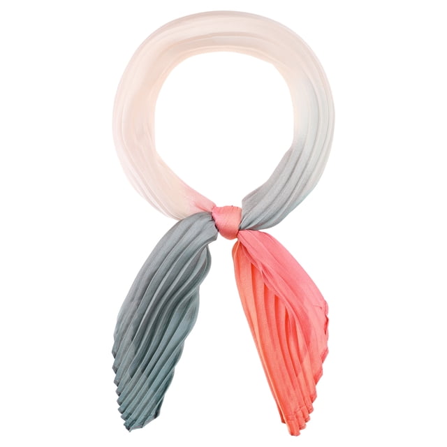 BUFANDAS DE SATÉN PLEGADAS DE COLOR GRADIENTE INSPIRADORAS CHIC para Mujeres, Bufanda de Cuello Estirable Colorida de Ombre 36.2x13.8" Colorido-1