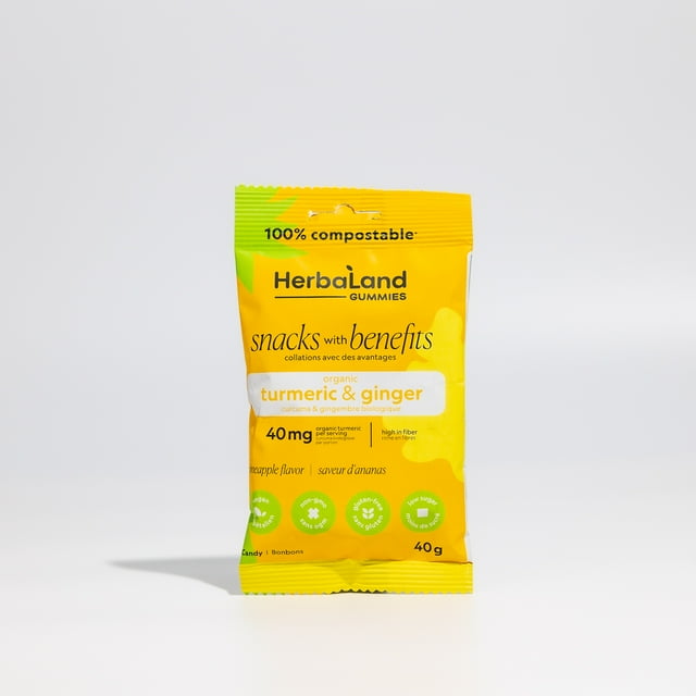 Herbaland Turmeric & Ginger Gummies - 40g Pouch - Snacks with Benefits