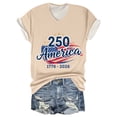 thumbnail image 2 of KDDYLITQ Womens United States 250th Anniversary Tshirt Causal 250 Years Birthday Short Sleeve Blouses Summer National Flag Print July 4th T-Shirts Printed Basic V Neck Tops Complexion 2XL, 2 of 5