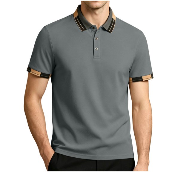 Enjoytime Men Shirts Patchwork Collared Button Short Sleeve Tops Summer Lightweight Business Casual Work Shirt