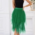 thumbnail image 3 of JASGOOD Tulle Skirts for Women High Low Layered Irregular A-Line Midi Skirt Elastic High Waist Party Skirt, 3 of 7