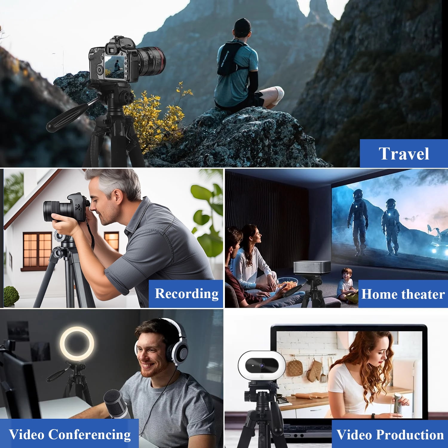 Usmallbee Camera Tripod 67 inch, Tripod for Camera 11LB Maximum Load Capacity, Travel Camera Tripod Stand with Carry Bag