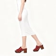 thumbnail image 4 of YDN Women's Open Peep Toe Mules Platform Wooden Block Heels with Studs Dressy Casual Slides Sandals Slip On Comfy Shoes Daily Size 4 Red, 4 of 4