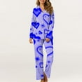 thumbnail image 2 of FUNDUFI Women'S Pajamas Set Long Sleeve Lapel Casual Valentine's Day Love Heart Printed Pajama Shirts + Pants 2Pcs Pjs Sets Soft Loose Fit Sleepwear Outfits Set Comfy Women'S Homewear, 2 of 6