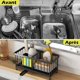 thumbnail image 3 of Kitchen Sink Organizer, Sponge Holder, Countertop with Removable Drain Tray with Diverter Drainage (Black), 3 of 5