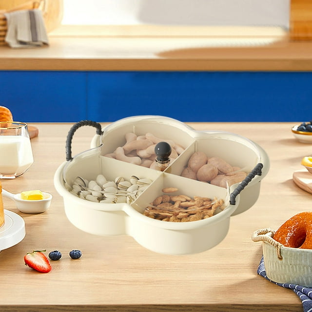 Sokhug Plateau à Fruits, Table Basse Domestique, Boîte de Fruits Secs, Boîte de Rangement Divisée pour Melon, Bonbons et Collations