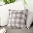 thumbnail image 5 of Ox Bay Denver Hand-Woven Light Gray/Ivory Plaid Polyester Indoor/Outdoor Throw Pillow 20" x 20", 5 of 11