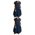 thumbnail image 3 of Sonducket Vestido de mujer Jersey de color sólido Reemplazo Casual Verano Moda Niñas Vestidos de mujer Ropa Azul oscuro S Azul oscuro S 2Conjunto, 3 of 6
