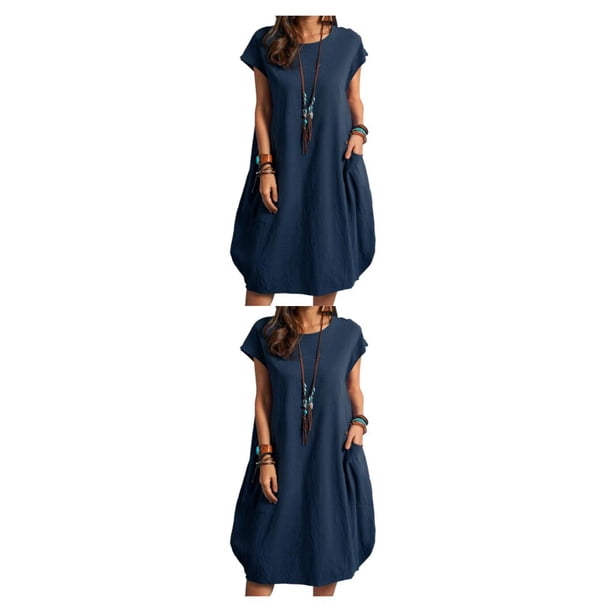 Vestido de poliéster para mujer Minnieouse Azul oscuro S Sin mangas 2Conjunto