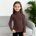 thumbnail image 6 of XIMIN Kids Girls Solid Color Ribbed Knitted Shirts Mock Neck Tee Top Turtleneck Long Sleeve Basic Fall Winter Casual Slim Fit Base Layer Pullover Tee, 6 of 7