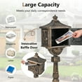 thumbnail image 6 of Costway Retro Cast Aluminum Mailbox Lockable Security Postal Letter Box with Baffle Door Bronze, 6 of 10