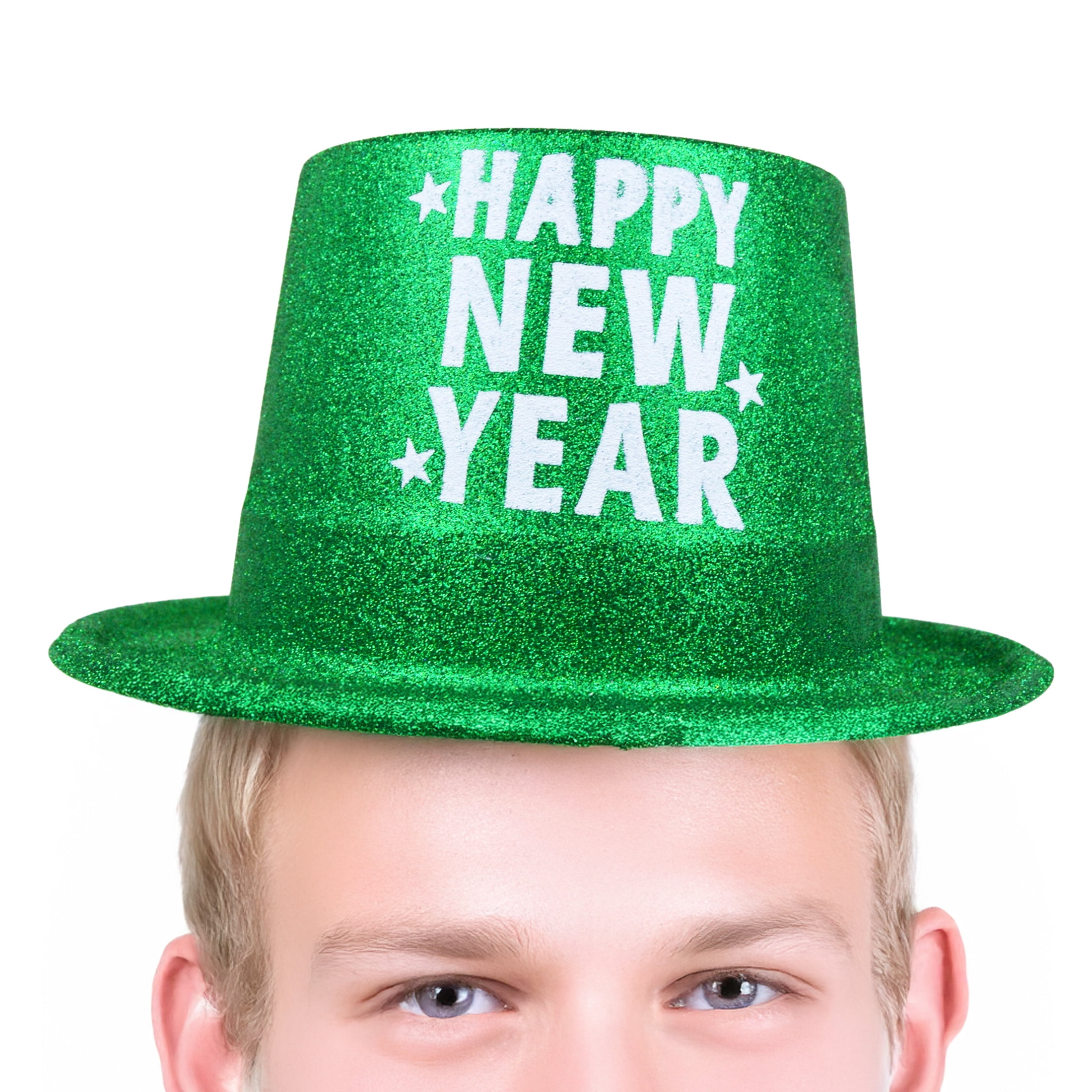 New Year Top Hat Glitter Green, 1 Piece, Festive Decorations, Way to Celebrate Style, Adult