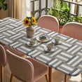 thumbnail image 3 of Vintage Lines Texture Table Cloths for 8 Foot Rectangle Tables, Minimalist Geometric Stripes Art Gray Patio Waterproof Elastic Fitted Tablecloths, Washable Rectangular Table Cover for Camping, 3 of 8