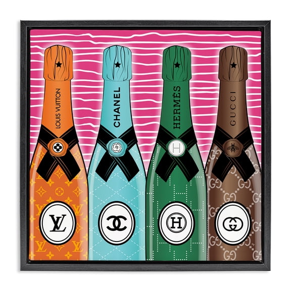Stupell Industries Contemporary Bold Glam Bottles Black Floating Frame Canvas Art, 18 x 18, by Martina Pavlova